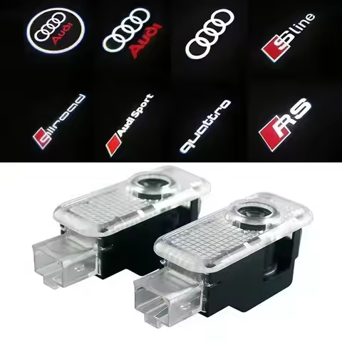 2/4pcs Audi led Car Door welcome light projector lamp For Audi A1 A3 A4 A5 A6 Q7 TT B5 B6 B7 B8 C5 C