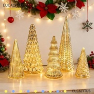 EUCALYTUSSG Set of 5 Illuminated Mercury Glass Trees, Creative Versatile Mercury Glass Christmas Tre