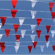 MERAH Triangle Flag Red and White Triangle Flag/ Outdoor Red and White Triangle Flag/ Fabric Triangl