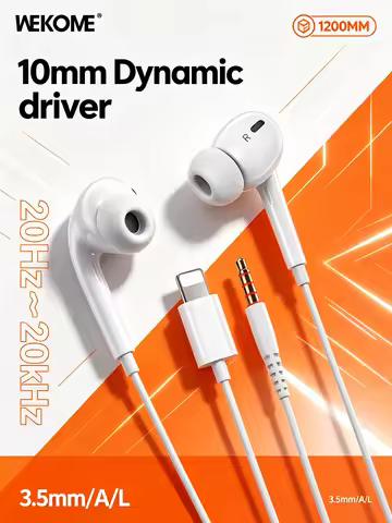 WEKOME In Ear Wired Earphones with Mic 3.5mm Type C Lightning Hi Fi Low Latency YB06
