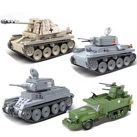 WW2 Military BT-7 Light Tank Building Block German LT-38 Marder Tank Model MOC Bricks Toys Boy Birth