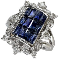 Pre-owned women's ring, size 12, 1.50ct sapphire, 0.50ct diamond, 8.3g, 18K white gold.