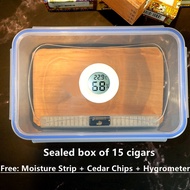 Cuban Cigare Case Portable Ciger Humidor Travel Cigarr Sealed Box with Free 69% Moisturizing Bag＋Cedar Wood Chips＋Hygrometer Men Smking Gadget Gift
