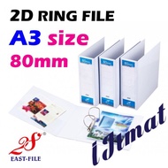 A3 Size 80MM East-File 2D PVC Ring File Filing BIGGEST White D Ring File (LANDSCAPE)