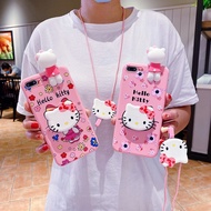 Samsung Galaxy M30 A40S M20 M10 M14 M54 F54 A6 2018 A6S A6 Plus J8 2018  A8 2018 A8S A8 Plus 2018 Cute Cartoon Hello Kitty Phone Case Soft Back Cover With Doll and Long Lanyard