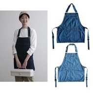 日本 Coco Walk 深淺藍色牛仔布 工作服 圍裙