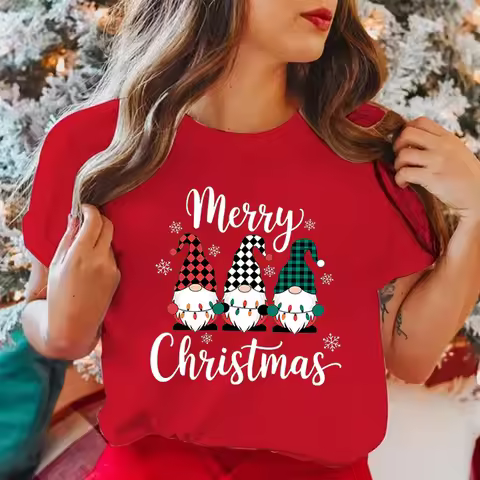 Hot Christmas Gnome Merry Christmas Printing T Shirt /Women Tops Tees Fashion Harajuku Kawaii T-shir