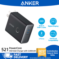 Anker 521 PowerCore Fusion 45W Wall Charger with 5,000mAh Portable Charger, Power Bank, Dual-Port USB-C