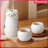 [Flowerhxy1] Ceramic Sake Set Cute Design Pottery Teacups Sake Glasses Sake Carafe for Tea Drink Sake
