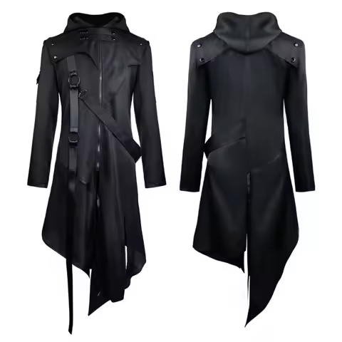 Adults Steampunk Trench Coat Gothic Jacket Vintage Medieval Renaissance Plague Doctor Bird Mask Hall