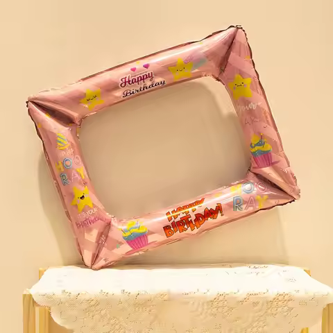 1pcs 22 Inch Happy Birthday Photo Frame Film Balloon Decoration Picnic Party Photography Props Scene