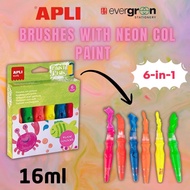 [SG] APLI Brushes With Neon Col 6-in-1 [Evergreen Stationary]