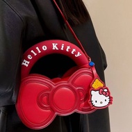 Deere Jack กระเป๋าแมสเซ็นเจอร์สะพายไหล่ผู้หญิงกระเป๋าถือแต่งโบว์ Hello Kitty น่ารัก