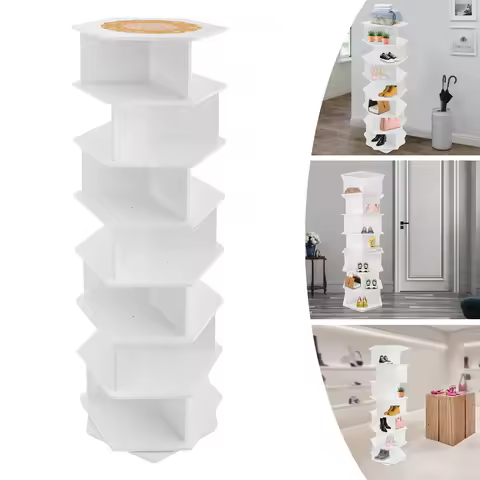 7-Tier Rotating Shoe Display Rack - 360° Rotation 21 Pairs Capacity, 110.23lbs Load PVC Material Fre