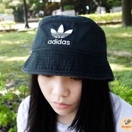 Adidas 漁夫帽 Bucket hat 黑白 水洗黑色 仿舊 刺繡 帽子 Logo 黑 三葉草 帽子 DV0863