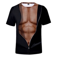 Fake Abs Muscles Chest Muscles Eight Pieces Abs Printed Short-Sleeved T-Shirt Wonderful Bottoming Sh