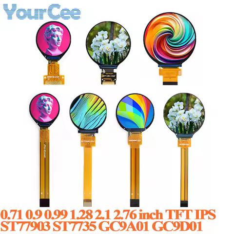 0.71 0.9 0.99 1.28 1.6 2.1 2.76 Inch TFT Round Display HD IPS LCD Full Color Serial Port Screen GC9A
