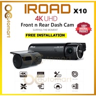 IROAD X10 64GB Front &amp; Rear 4K UHD Dashcam Car Recorder Night Vision ADAS WI-FI Connection with Apps