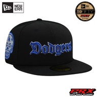 NEW ERA 59FIFTY FITTED LOS ANGELES DODGERS SKULL METALLIC BLACK PRIME EDITION HAT CAP