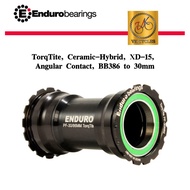 ENDURO BB386 30mm TorqTite Ceramic Hybrid XD-15 Angular Contact Bearing Bottom Bracket for Rotor cra