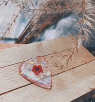 【客製化禮物】手工透明/閃片小花押花結他撥片 Guitar Pick