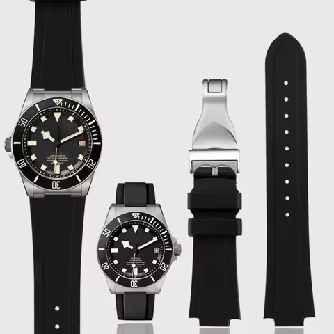 22-12mm Convex Soft Silicone Watch Strap for Tudor Pelagos 25500 25600 Waterproof Rubber WatchBand M