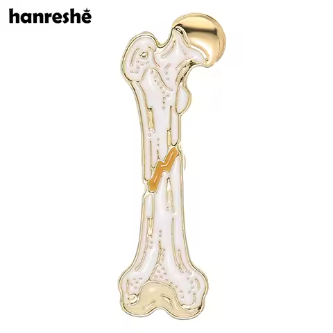 Hanreshe New Design Femur Pin Enamel Orthopedics Medical Leg Bone Brooch for Orthopedic Surgeons Doc
