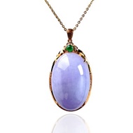 紫羅蘭翡翠蛋面項鍊 18K金鑽石鑲嵌 | 天然緬甸玉翡翠A貨 | 送禮