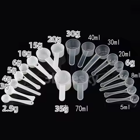 Custom 100pcs Disposable Plastic Measuring Spoons for Powder 1g 2g 2.5g 3g 4g 5g 6g 7.5g 10g 12g 15g