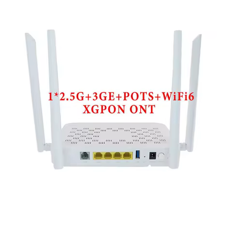 Fiber Optical WIFI6 XGPON ONT AX3000 1*2.5G 3GE 1pc TEL port Compatible XGPON ONU 10G Network Equipm