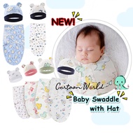 2pcs/set Newborn Baby Swaddle with Hat Newborn Wrap Bedung Bayi Bedung Baby Sleeping Bag Baby Hat Ne
