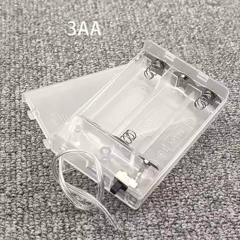 5Pcs 3*AA Battery Holder AA Battery Box 3AA Battery Case With Switch Lead Transparent 4.5V Switch On