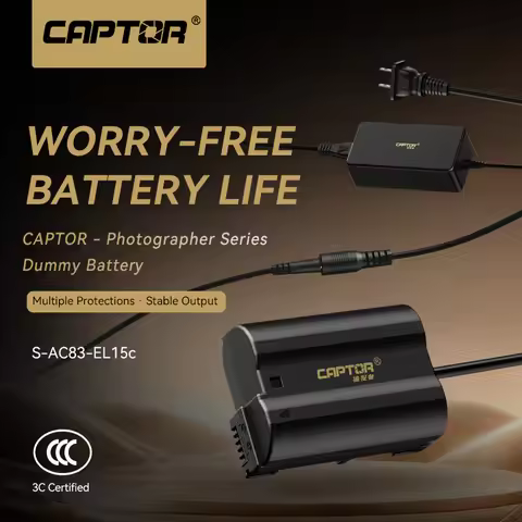 CAPTOR EN-EL15C Dummy Battery AC Adapter for Nikon Z5 Z6 Z7 D750 D780 D850, Continuous Power Supply 