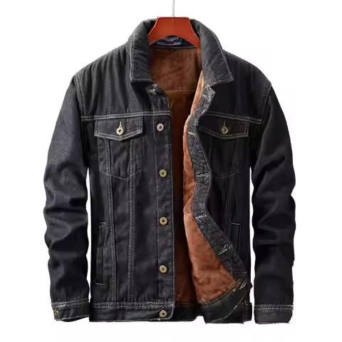 Mcikkny Winter Men Warm Thick Outwear Coats Fleece Lined Thermal Windbreak Denim Jackets For Male Pl