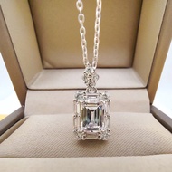 สร้อยคอโมโซไนต์ทรงสี่เหลี่ยมผืนผ้า1กะรัต5X7มม. ใบรับรองสายสีเขียวกรา S925ของขวัญครบรอบจำพวกเครื่องปร