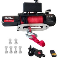 2NCB  10000lbs Electric Vehicle Winch, Waterproof IP67 85ft Red Synthetic Rope Truck Winch with Wire