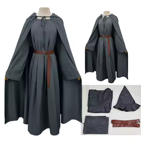Adult Wizard Robe Men Sorcerer Costume Grey Cloak with Wizard Hat Cape The Hobbit Gandalf Halloween 