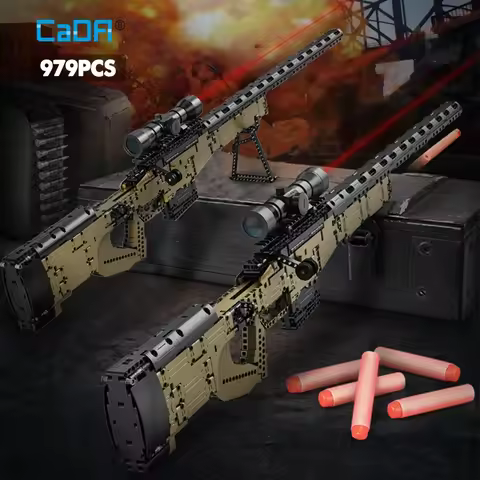 Cada 979Pcs City Police Military Weapon Sniper Rifle Building Blocks WW2 For Assault Rifle Bricks To