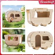 [Flowerhxy1] Wooden Hamster Hideout Creativity DIY Hamster House for Rat Hamster Gerbils