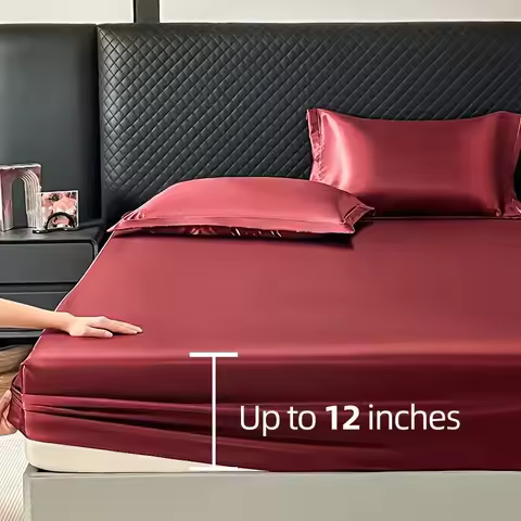 New Satin Fitted Sheet US Style Rayon Mattress Cover Elastic Band Bed Sheet Twin Full Queen King No 
