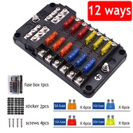 6 Way 12 Way Fuse Box Plastic Cover Blade 12V 32V Fuse Holder RV Camping Car Electrical Appliances C