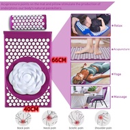 Acupuncture Yoga Mat Massage Acupuncture Mattress Long Yoga Acupressure Mat And Pillow Set Acupressure Mat Foot Shakti Plastic Spikes Massage Acupressure Mat and Pillow Set--Purple