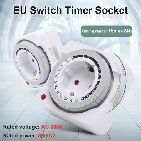 15Min-24H Mechanical Timer Socket EU Intelligent Timer Switch for Home Appliances Light Cycle Timer 