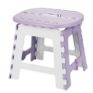 REKOBON 可摺疊便攜帶把手的小凳子，防滑塑料小凳子，可收納耐用的輕便梯子和折疊椅，適合浴室、廚房、臥室和露營使用（紫色）