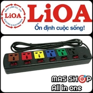 Ổ Cắm Điện LIOA® 6 Lỗ 6 Công Tắc 6DOF32N dây 3 mét