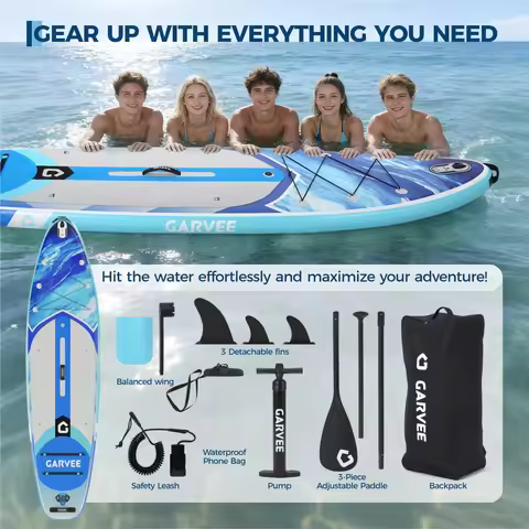Inflatable Stand Up Paddle Board for Adults,450lbs Load Capacity,Non-Slip EVA Deck,Complete Kit with
