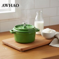 AWHAO Enameled Cookware Enamel Coated Enameled Cast Iron Dutch Oven Heat Orange