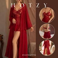 (37-90kg) 🇲🇾READY STOCK 3 pcs Set Premium l Night Dress With Robe Gown First Night Gaun Jubah Pengat