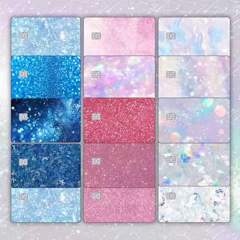 Glitter Credit Card Skin Stickers Colorful Beautiful Sticker for VISA JCB MasterCard and Other IC Ca