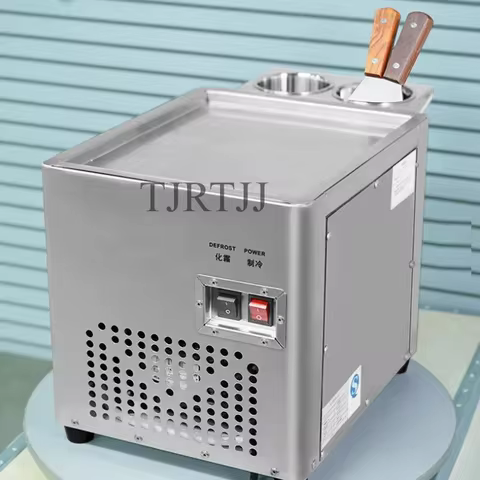 Stainless Steel Commercial Roll Ice Cream Machine Frozen Yogurt Pan Ice Cream Maker for Ice Cream Sh